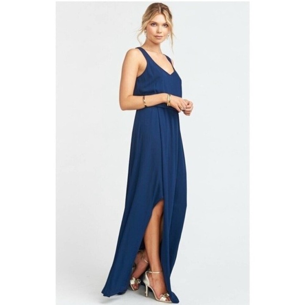 Show Me Your Mumu Navy Kendall Chiffon Maxi Dress Size Small